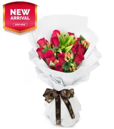 12 Roses with Seasonal Flowers Bouquet