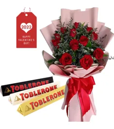 12 Roses with Toblerone Chocolate