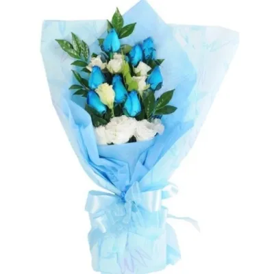 12 pcs of Blue Roses in a Bouquet